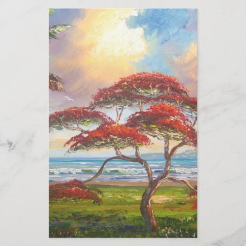 Royal Poinciana Tree Painting Stationery