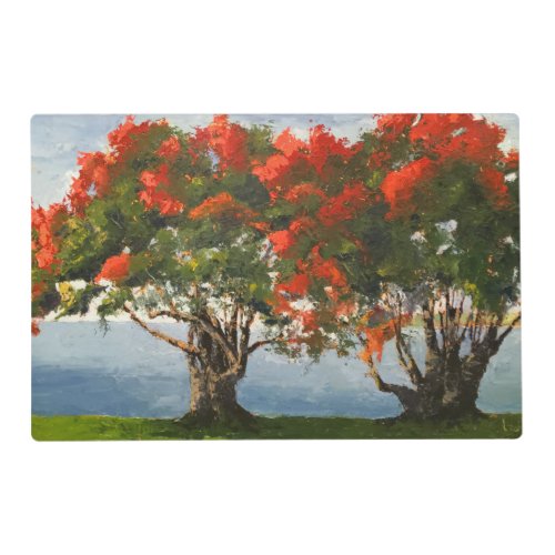 Royal Poinciana Tree Waterview Painting Laminated Placemat