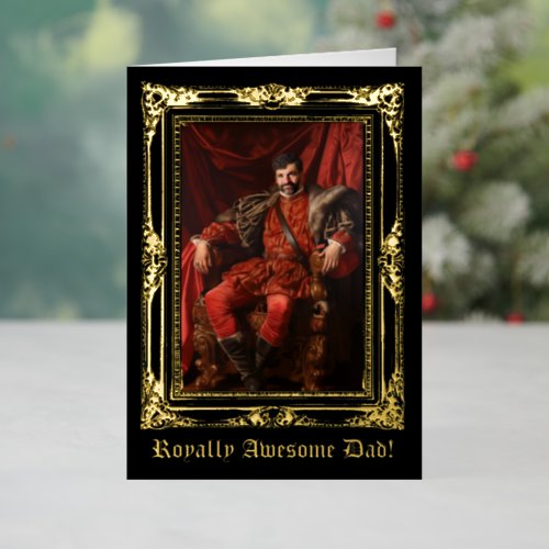 Royal Portrait Custom Personalized Photo Ornate Foil Holiday Card