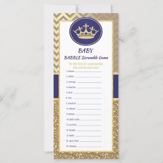 Royal Prince Baby Babble Word Scramble Game (Front)
