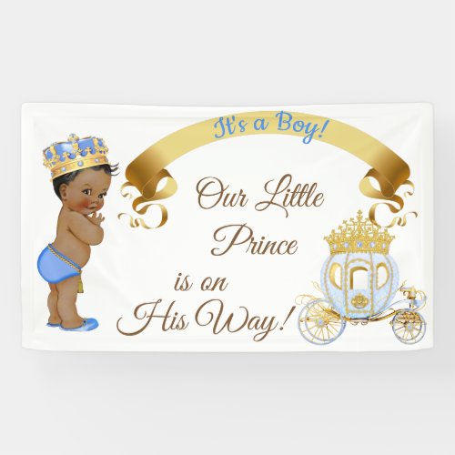 Royal Prince Baby Boy Carriage Blue Gold Banner