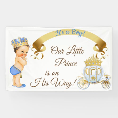 Royal Prince Baby Boy Carriage Blue Gold Banner