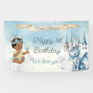 Royal Prince Baby Boy Castle Dragon Blue Gold Banner