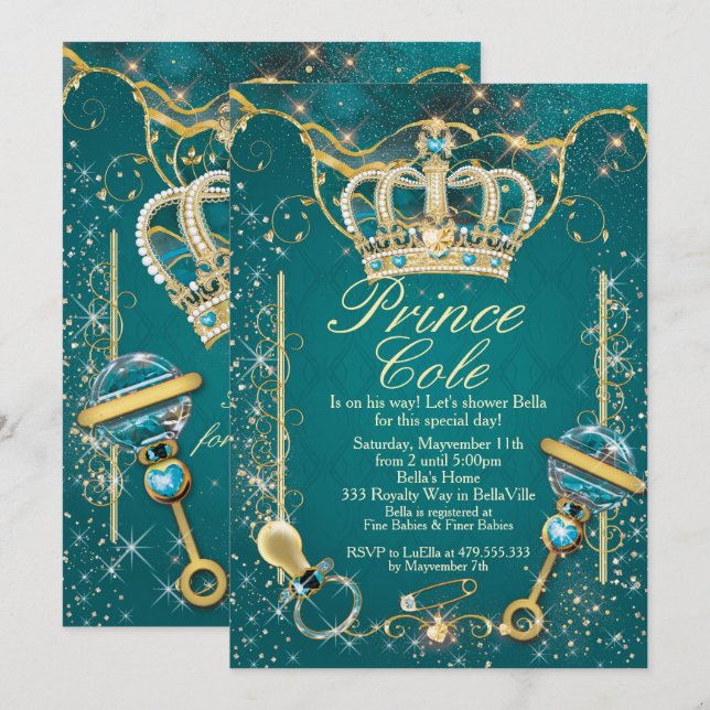 Royal Prince Baby Boy Shower Invitations (Front/Back)