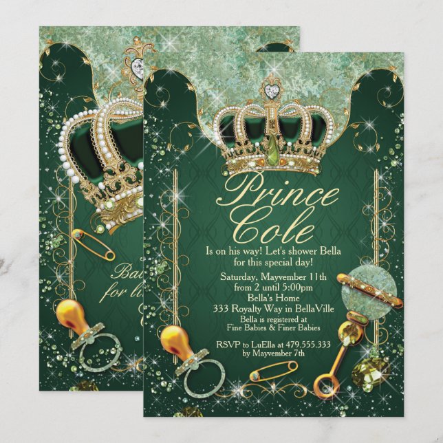 Royal Prince Baby Boy Shower Invitations (Front/Back)