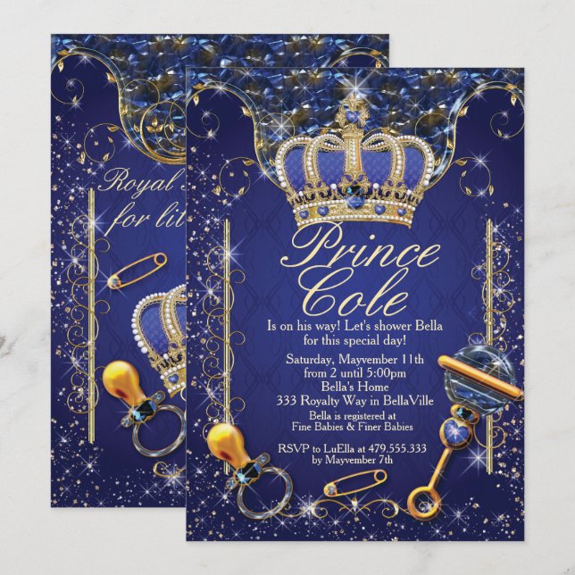 Royal Prince Baby Boy Shower Invitations (Front/Back)