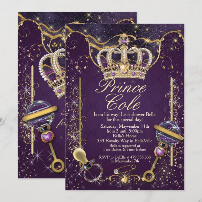 Royal Prince Baby Boy Shower Invitations (Front/Back)