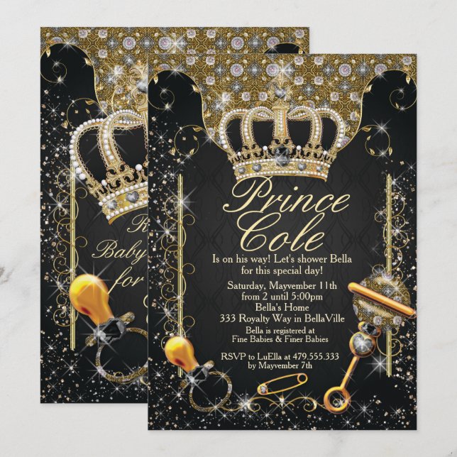 Royal Prince Baby Boy Shower Invitations (Front/Back)