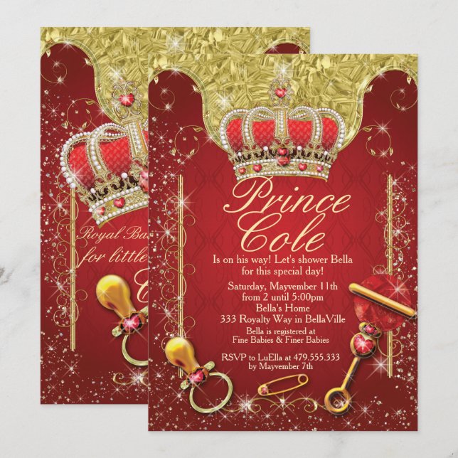 Royal Prince Baby Boy Shower Invitations (Front/Back)