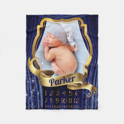 Royal Prince Baby Milestone Photo Fleece Blanket