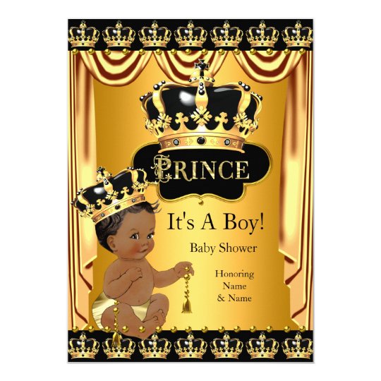 royal prince baby shower black gold ethnic boy card | zazzle royal prince baby shower black gold ethnic boy card | zazzle, Baby shower invitations