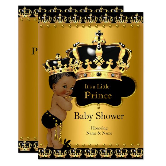 Royal Prince Baby Shower Black Gold Ethnic Card