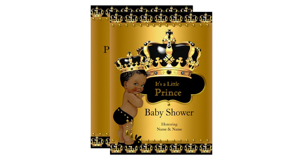 royal prince baby shower black gold ethnic card | zazzle royal prince baby shower black gold ethnic card | zazzle, Baby shower invitations