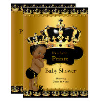 Royal Prince Baby Shower Black Gold Ethnic Invitation