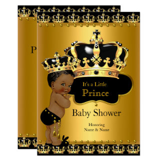 Royal Prince Baby Shower Black Gold Ethnic Invitation