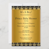 Royal Prince Baby Shower Black Gold Ethnic Invitation (Back)