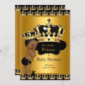 Royal Prince Baby Shower Black Gold Ethnic Invitation by VintageBabyShop at Zazzle