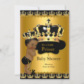 Royal Prince Baby Shower Black Gold Ethnic Invitation (Front)