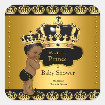 Royal Prince Baby Shower Black Gold Ethnic Sticker by VintageBabyShop at Zazzle