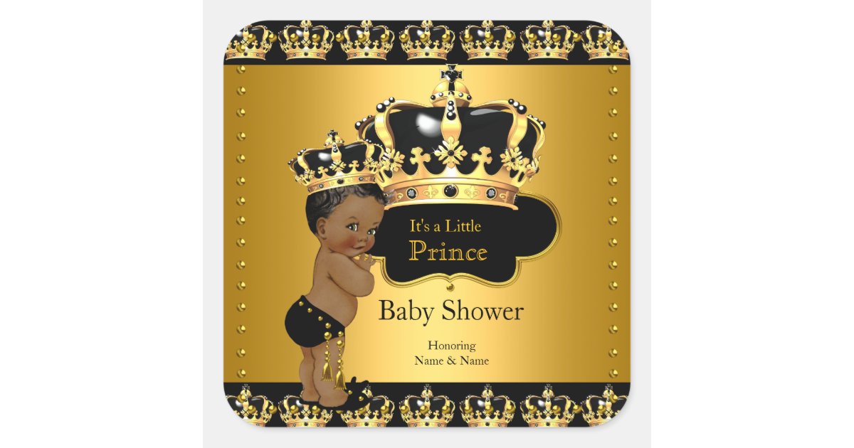 Royal Prince Baby Shower Black Gold Ethnic Sticker ...