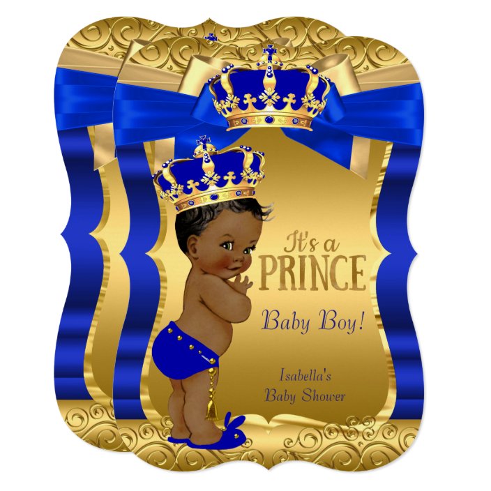 Royal Blue Little Prince Ornate Gold Crown Gold Sneakers Rattle