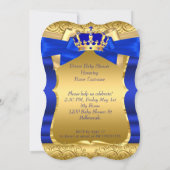 Royal Prince Baby Shower Blue Gold Bow Ethnic Invitation (Back)