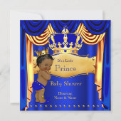 Royal Prince Baby Shower Blue Gold Crown Ethnic Invitation | Zazzle