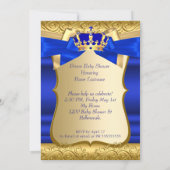 Royal Prince Baby Shower Blue Gold Damask Ethnic Invitation (Back)