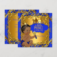 Royal Prince Baby Shower Blue Gold Rattle Ethnic
