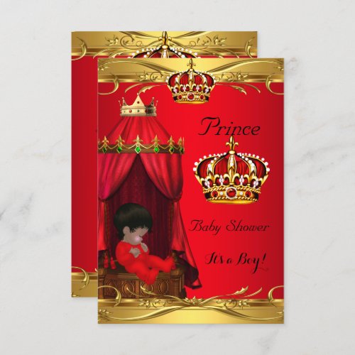 Royal Prince Baby Shower Boy Regal Red Crown Invitation