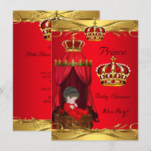 Royal Prince Baby Shower Boy Regal Red Crown Invitation