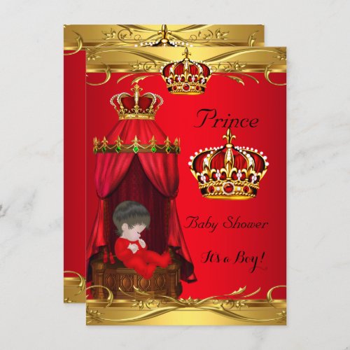 Royal Prince Baby Shower Boy Regal Red Crown Invitation