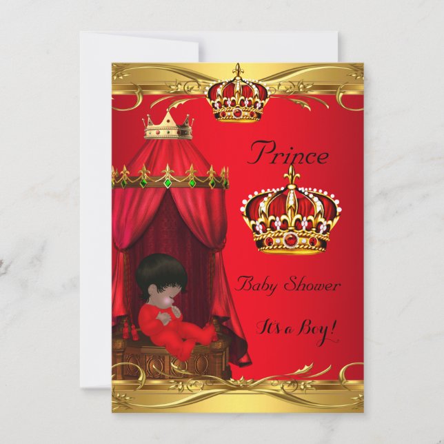 Royal Prince Baby Shower Boy Regal Red Crown Invitation (Front)