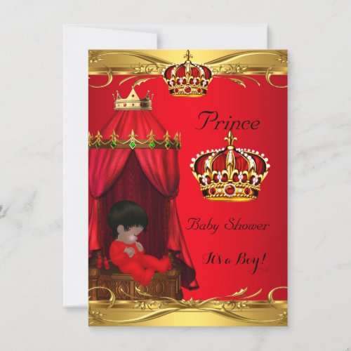 Royal Prince Baby Shower Boy Regal Red Crown Invitation