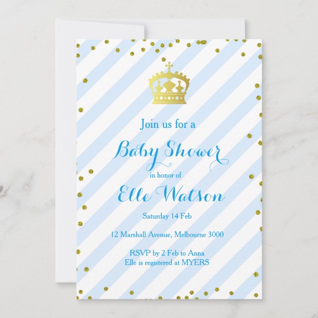 Royal Prince Baby Shower Invitation (Front)