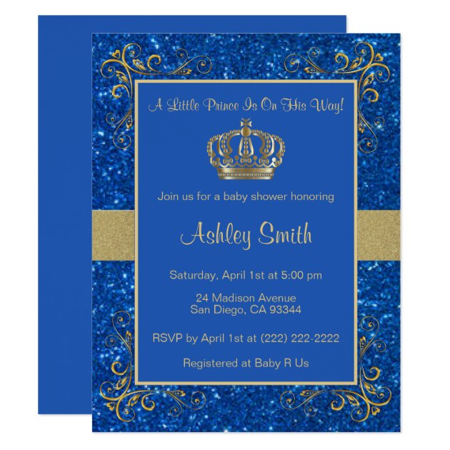 royal prince baby shower invitations