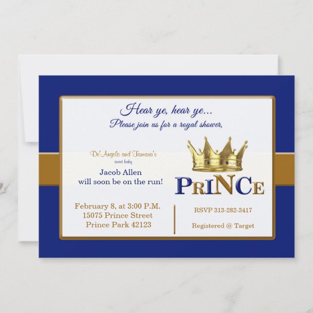 Royal Prince baby shower invitations (Front)
