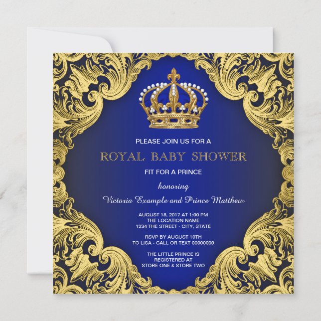 Royal Prince Baby Shower Invitations (Back)