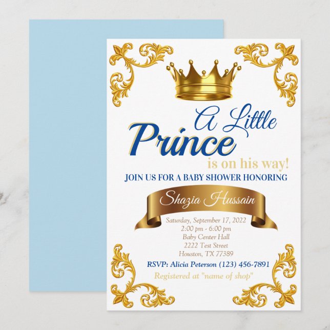 Royal Prince Baby Shower Invite (Front/Back)