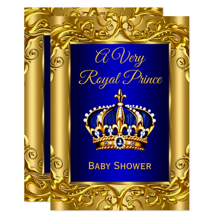 baby shower invitations royal blue and gold