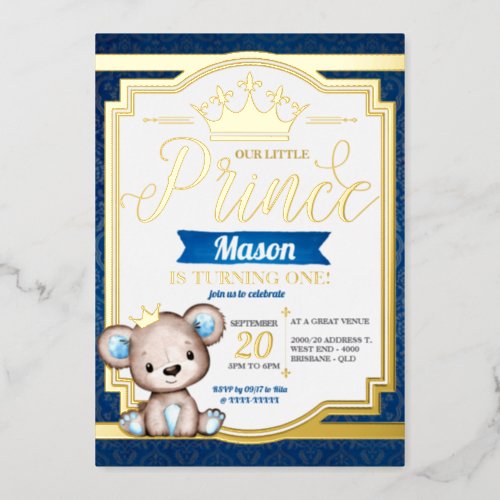 Royal Prince Birthday Foil Invitation