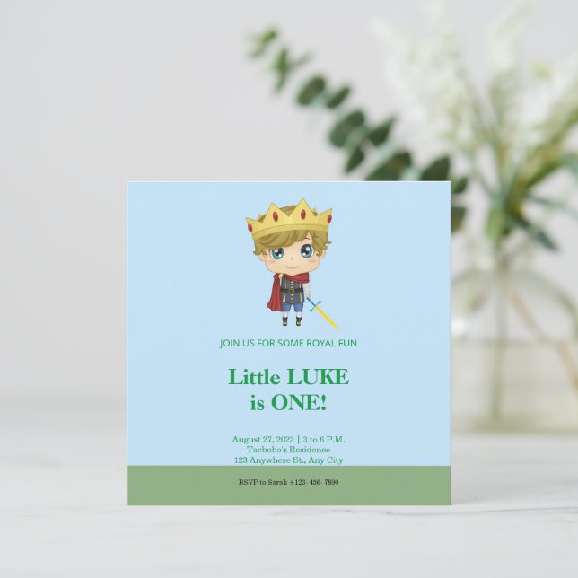 Royal Prince Birthday Invitation (Standing Front)