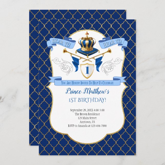 Royal Prince Birthday Party Invitation (Front/Back)