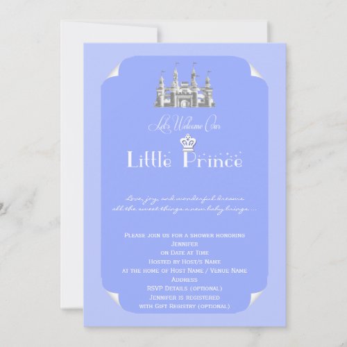 Royal Prince Blue Baby Boy Shower Invitation