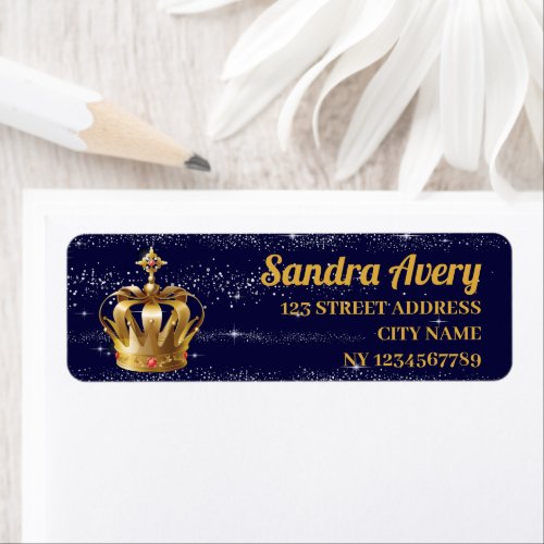 Royal Prince Blue gold return address Label