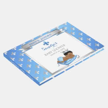 Royal Prince Blue Silver Baby Boy Fleur Pillow Guest Book by nawnibelles at Zazzle