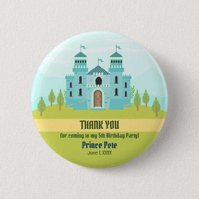 Royal Prince Boy Birthday Party Button (Front)