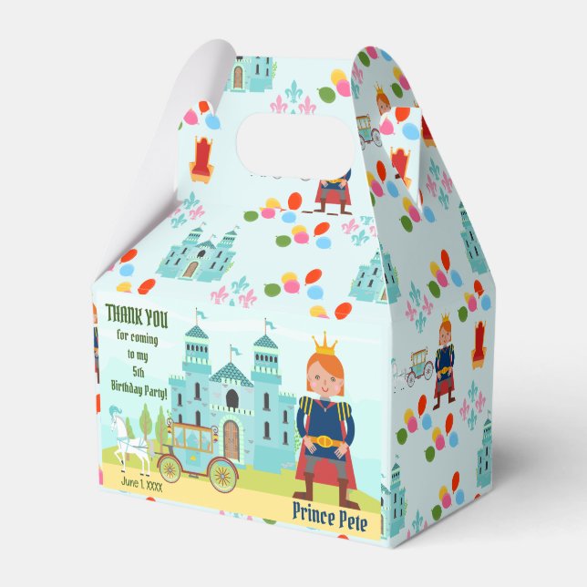 Royal Prince Boy Birthday Party Favor Boxes (Front Side)