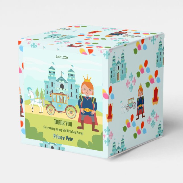 Royal Prince Boy Birthday Party Favor Boxes (Front Side)