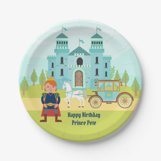 Royal Prince Boy Birthday Party Paper Plates (Front)